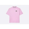 LACOSTE LOOSE FIT LARGE CROCODILE ORGANIC HEAVY COTTON T-SHIRT PINK