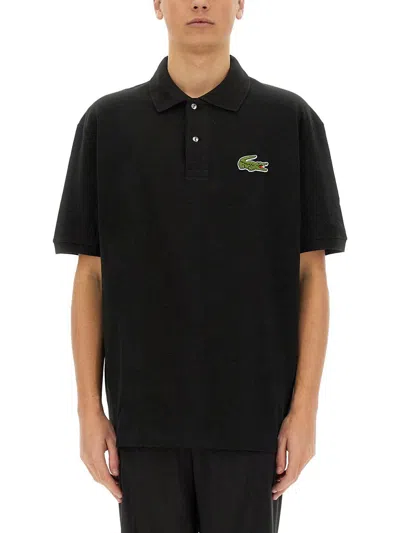 Lacoste Loose Fit Pique Polo Shirt In Black