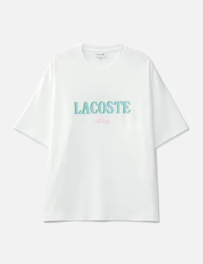 Lacoste Loose Fit Printed Jersey T-shirt In White