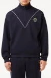 Lacoste Loose Fit Quarter Zip Pullover In Hde Abimes