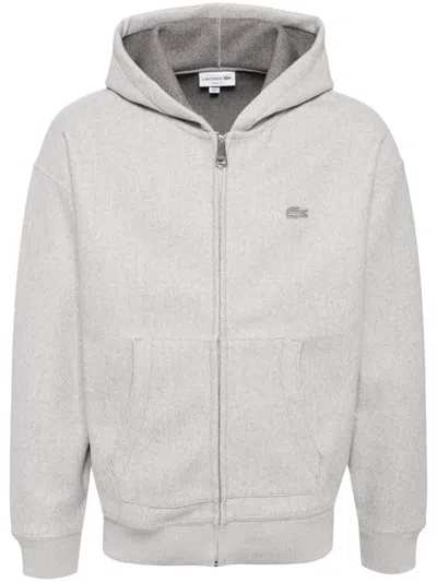 Lacoste Loose Fit Zip-up Hooded Jacket In Grey