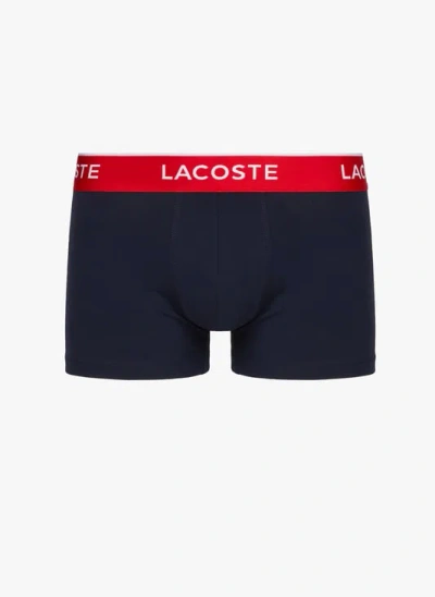 Lacoste Pack Of Three Recycled Organic Cotton Boxers In Blue