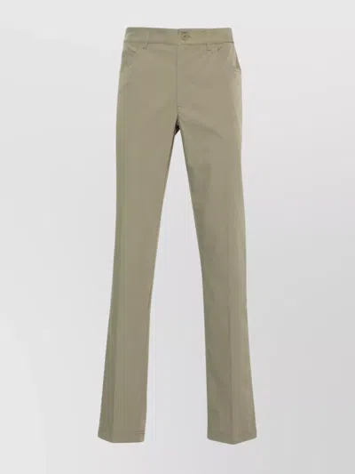 Lacoste Low Rise Twill Trousers With Belt Loops And Pockets In Green