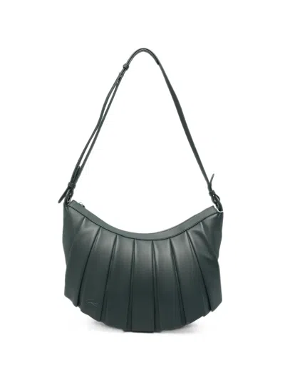 Lacoste M Hobo Pleated Leather Shoulder Bag In Gray