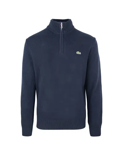 Lacoste Maglione A Collo Alto Blu Con Zip In 166