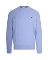 Lacoste Maglione A Trecce In Lana Blu Pastello In Blue