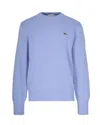 Lacoste Maglione In Lana Cardata Blu Pastello In Blue