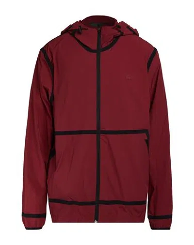Lacoste Man Jacket Burgundy Size 36 Polyamide, Elastane In Brown