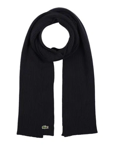 Lacoste Man Scarf Navy Blue Size - Wool In Black
