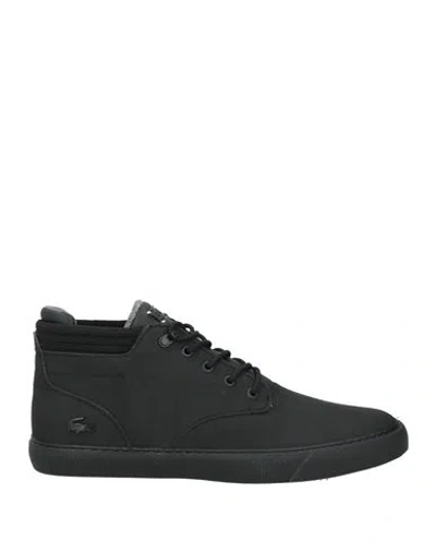Lacoste Man Sneakers Black Size 7 Leather, Textile Fibers