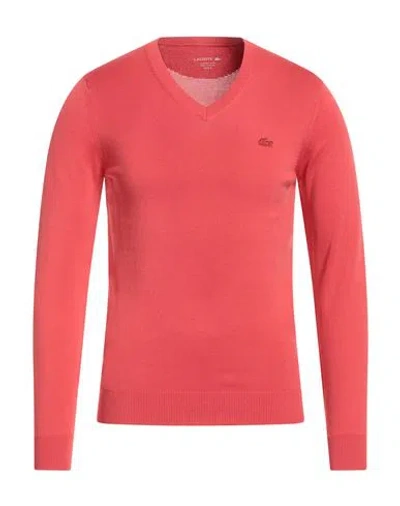 Lacoste Man Sweater Coral Size 3 Cotton In Red