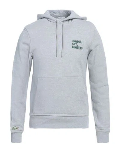 Lacoste Slogan-print Cotton Hoodie In Grey