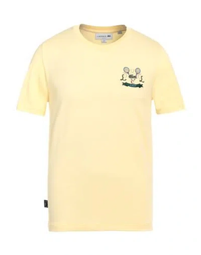 Lacoste Man T-shirt Light Yellow Size 4 Cotton