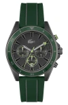 Lacoste Mainsail Chronograph Silicone Strap Watch, 43mm In Black