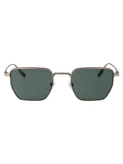 Lacoste Matte Light Gunmetal Metal Sunglasses In Transparent