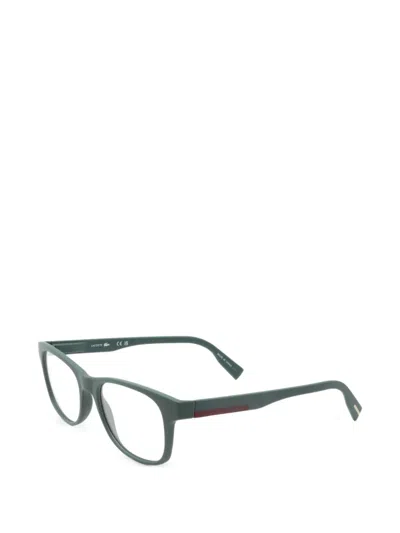 Lacoste Matte-finish Wayfarer-frame Glasses In Green