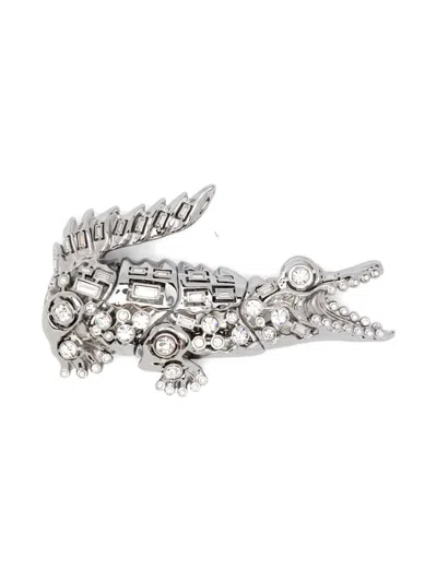 Lacoste Maxi Croco Brooch In Metallic