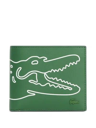 Lacoste Medium Crocodile-graphic Card Holder In Green