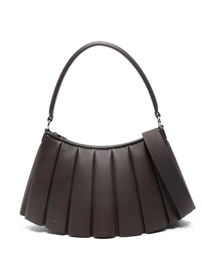 Lacoste Medium Pleated Shoulder Bag In Brown