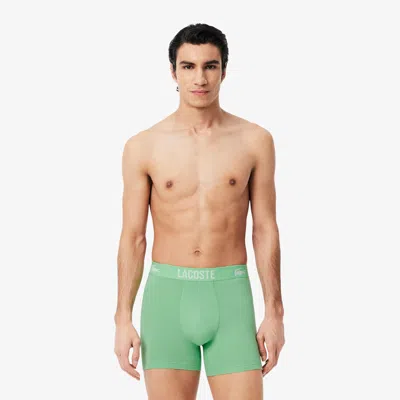 Lacoste Men's 3-pack Cotton Boxer Briefs - Xl In Green