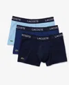 Lacoste Men's Big And Tall Microfiber Trunk Set, 3-piece In Blue Assorted