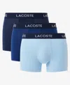 Lacoste Underwear 3 Pack Trunks In Blue