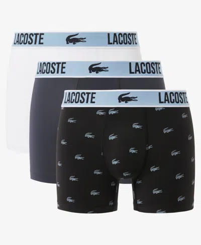 Lacoste Men's 3-pack Microfiber Trunks - 3xl In Black