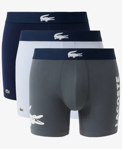 Lacoste Men's 3-pack Regular Fit Big Croc Logo Boxer Briefs In Multi