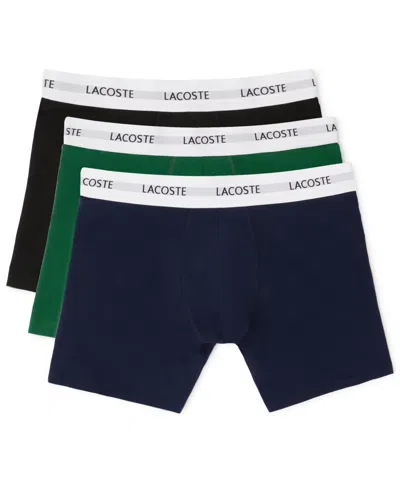 Lacoste Men's 3-pack Regular-fit Logo Boxer Briefs In Multi