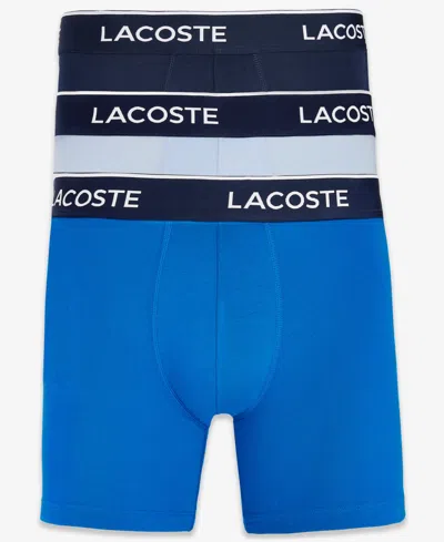 Lacoste Men's 3-pack. Regular-fit Logo Waistband 5" Boxer Briefs In Blue