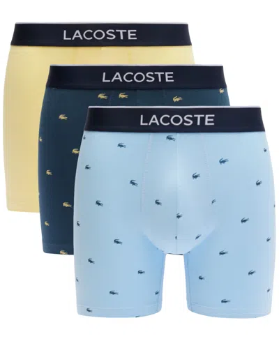 Lacoste Men's 3-pack Regular-fit Stretch Mini-croc Boxer Briefs