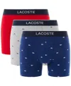 Lacoste Men's 3-pack Regular-fit Stretch Mini-croc Boxer Briefs In Multi
