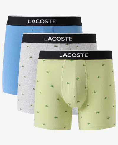 Lacoste Men's 3-pack Regular-fit Stretch Mini-croc Boxer Briefs In Multi
