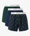 Lacoste Men's 3-pack Regular-fit Woven Boxer Set In Multi