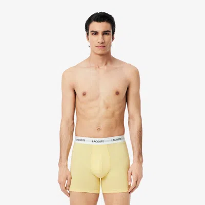 Lacoste Men's 3-pack Stretch Cotton Boxer Briefs In Yellow