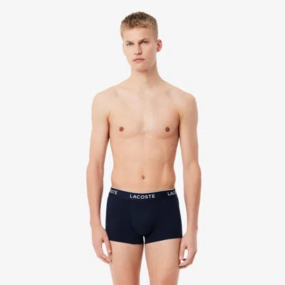 Lacoste Men's 3-pack Stretch Cotton Trunks - Xl In Blue