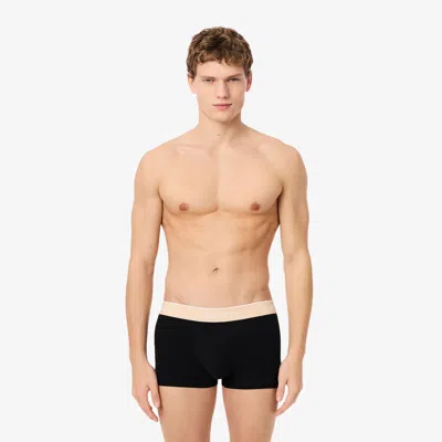 Lacoste Men's 3-pack Stretch Cotton Trunks In Black