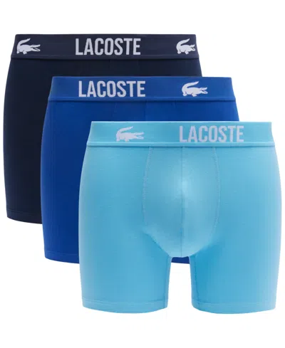 Lacoste Men's 3-pk. Regular-fit Stretch Logo-waistband 5" Boxer Briefs In Multi
