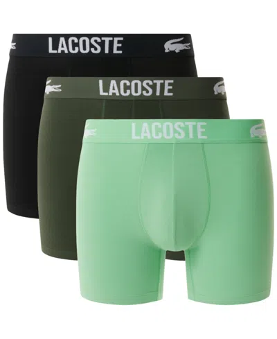 Lacoste Men's 3-pk. Regular-fit Stretch Logo-waistband 5" Boxer Briefs In Multi