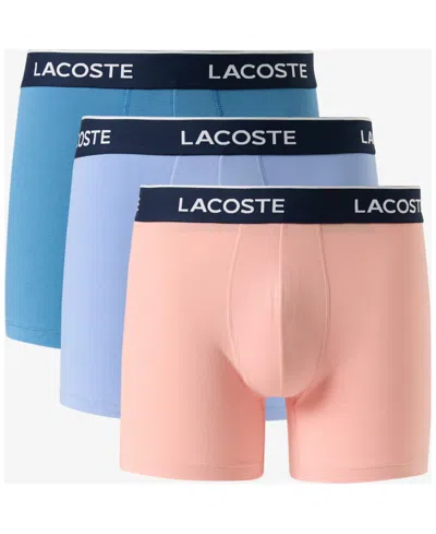 Lacoste Men's 3-pack Regular Fit Logo Waistband Boxer Briefs In Multi