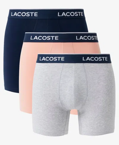 Lacoste Men's 3-pack. Regular-fit Logo Waistband 5" Boxer Briefs In Multi