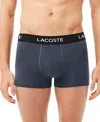 Lacoste Men's 5-pack Regular-fit Stretch Logo Band Trunk Underwear In Grey