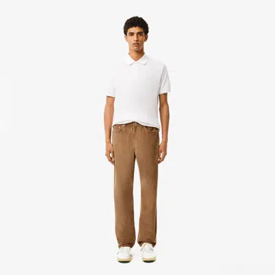 Lacoste Men's 5-pocket Straight Fit Velour Pants - 5 - 31/32 In Brown
