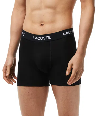 Lacoste Men's 5-pack Regular-fit Stretch Logo Band Boxer Briefs In Black