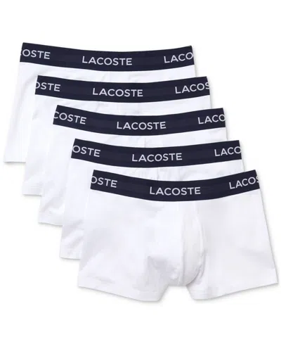 Lacoste Men's 5-pack Regular-fit Stretch Logo Band Boxer Briefs In White