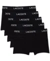 Lacoste Men's 5-pack Regular-fit Stretch Logo Band Trunk Underwear In Black Assorted