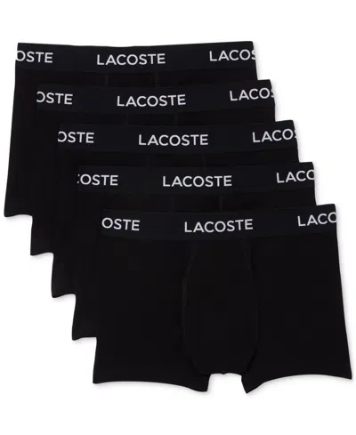 Lacoste Men's 5-pack Regular-fit Stretch Logo Band Trunk Underwear In Black Assorted