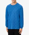 Lacoste Men's All Over Croc Print Long-sleeve Thermal Sleep Shirt In Blue