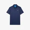Lacoste Buttoned Collar Lightweight Cotton Polo With Classic Design In Blue