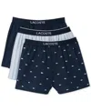 Lacoste Underwear Men Multi Cotton Elastic Waist Boxer Brief 3-pack Buu587 In Navy Blue,blue